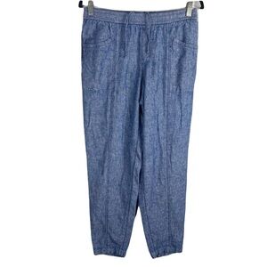 Old Navy High-Waist Crop Linen-Blend Pants XS Beachy Summer Spring Chambray Boho